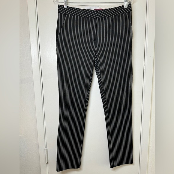 Diane Von Furstenberg Black White Pinstriped Work Office Trouser Pants Size 6 - Picture 15 of 15